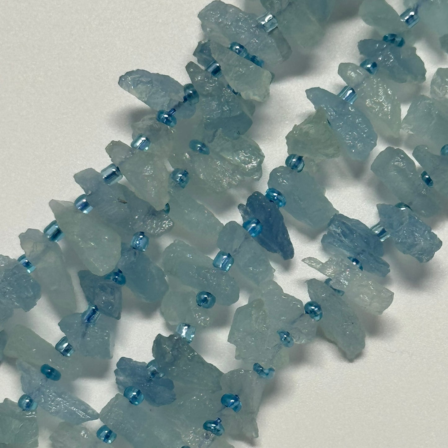 Aquamarine Rough Side Drilled Beads Blade Shape- (AA Quality)