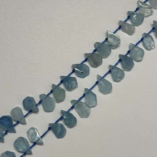 Aquamarine Pear Shaped Side Drilled Gemstone Beads - (A Quality)