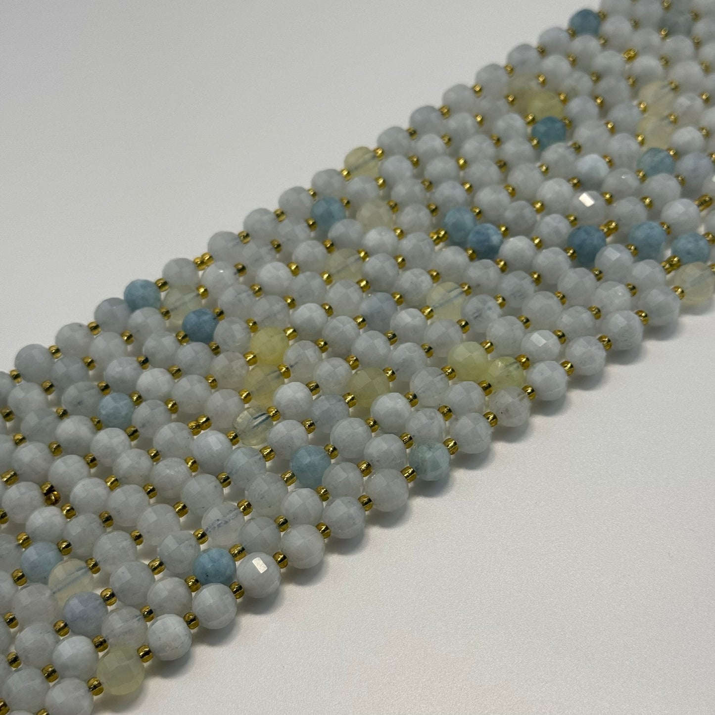 Aquamarine Single Cut Round Faceted Beads - (A Quality)