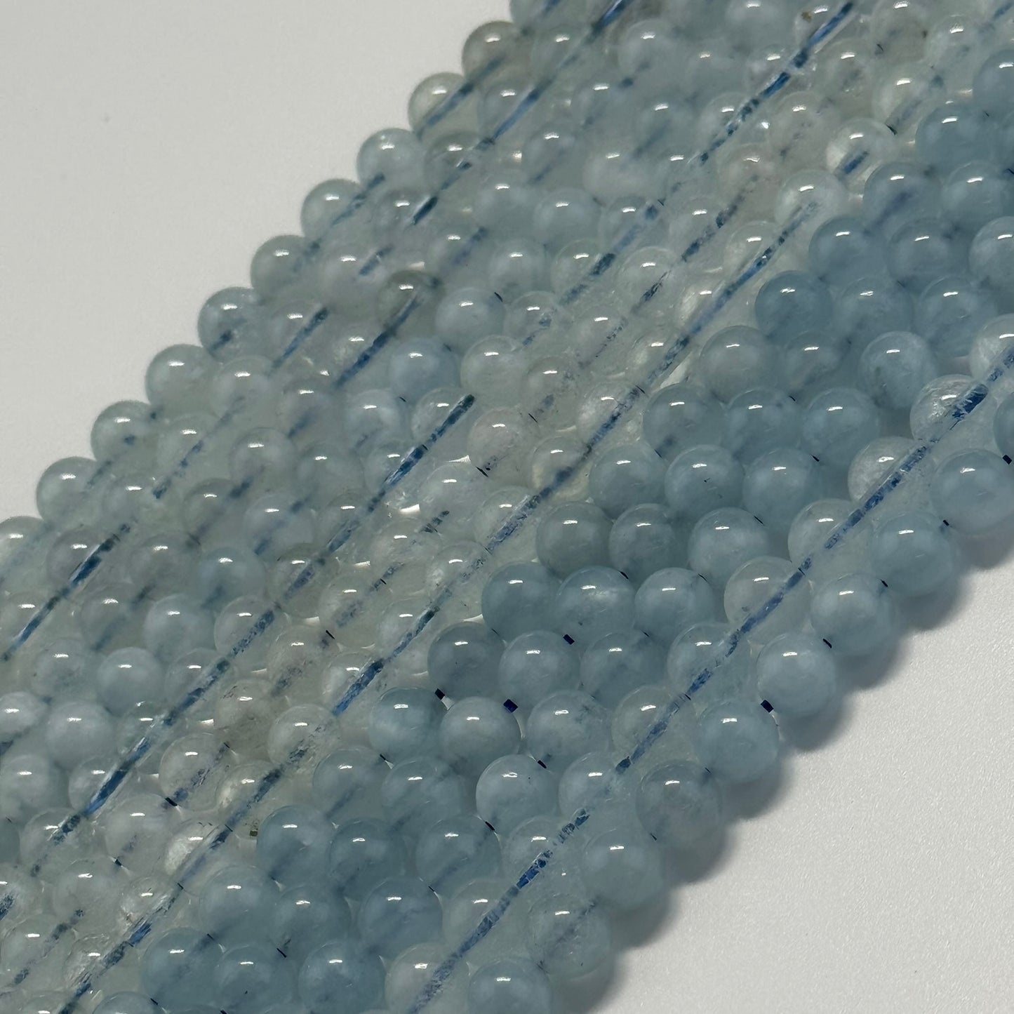 Aquamarine Round Polished Beads - (AA Quality)