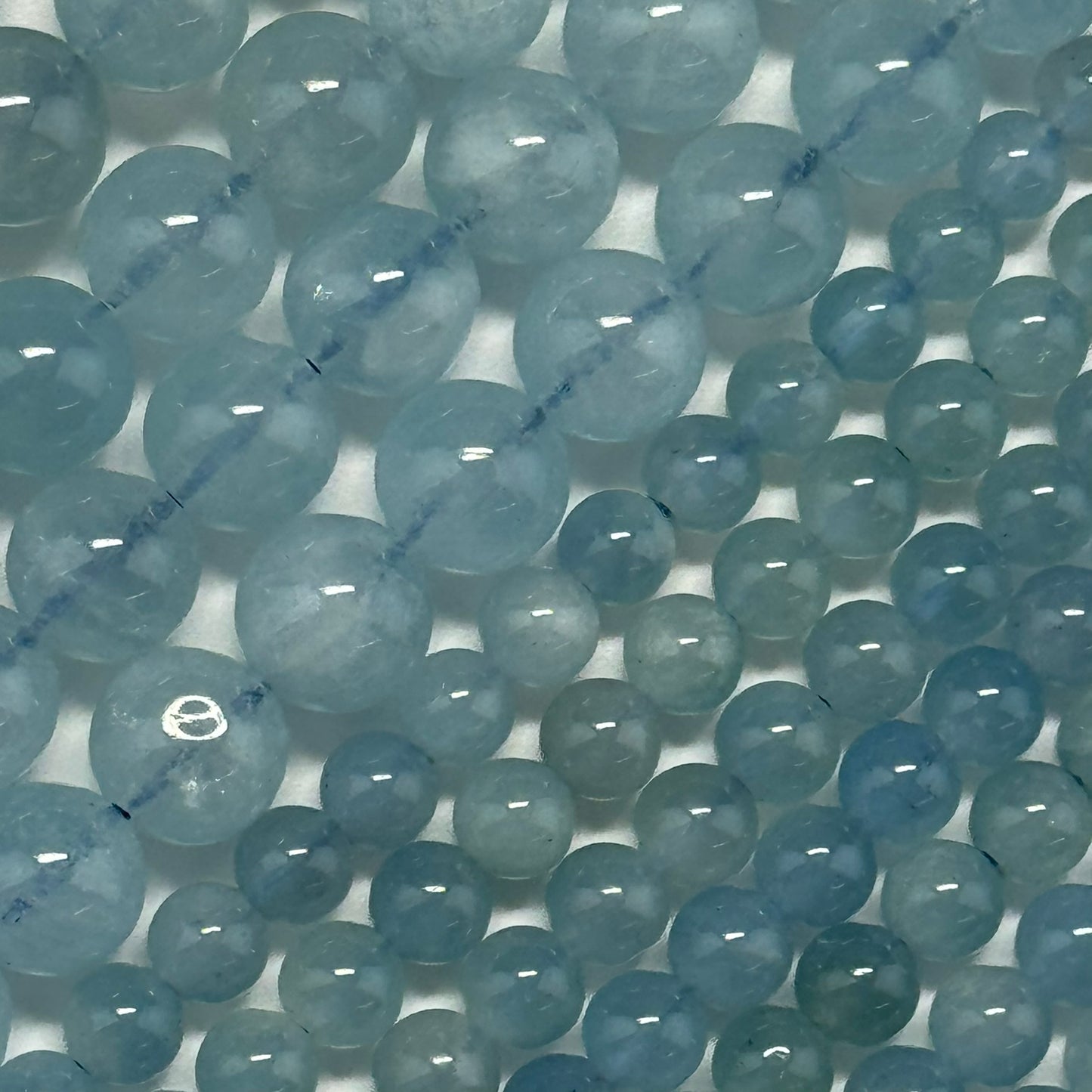 Aquamarine Round Polished Beads - (AAA Quality)