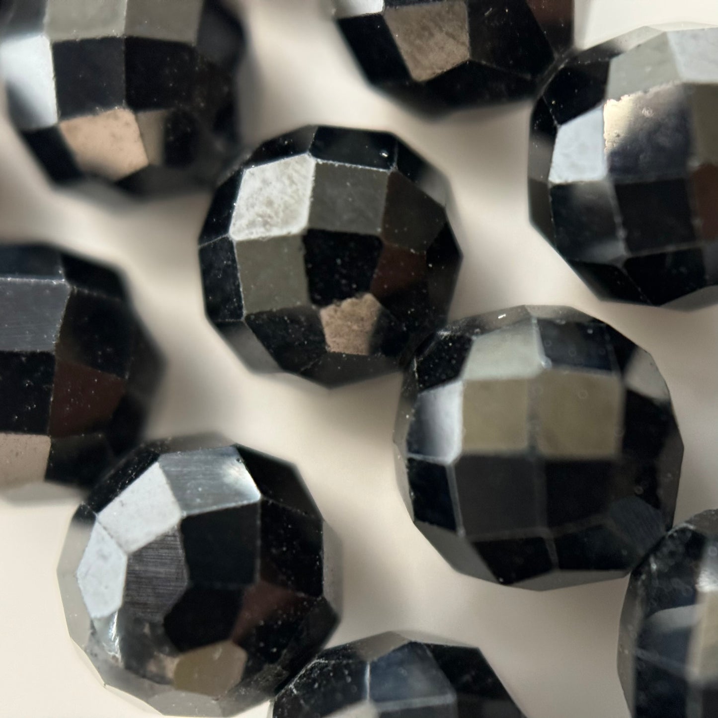 Black Spinel Faceted Round Beads
