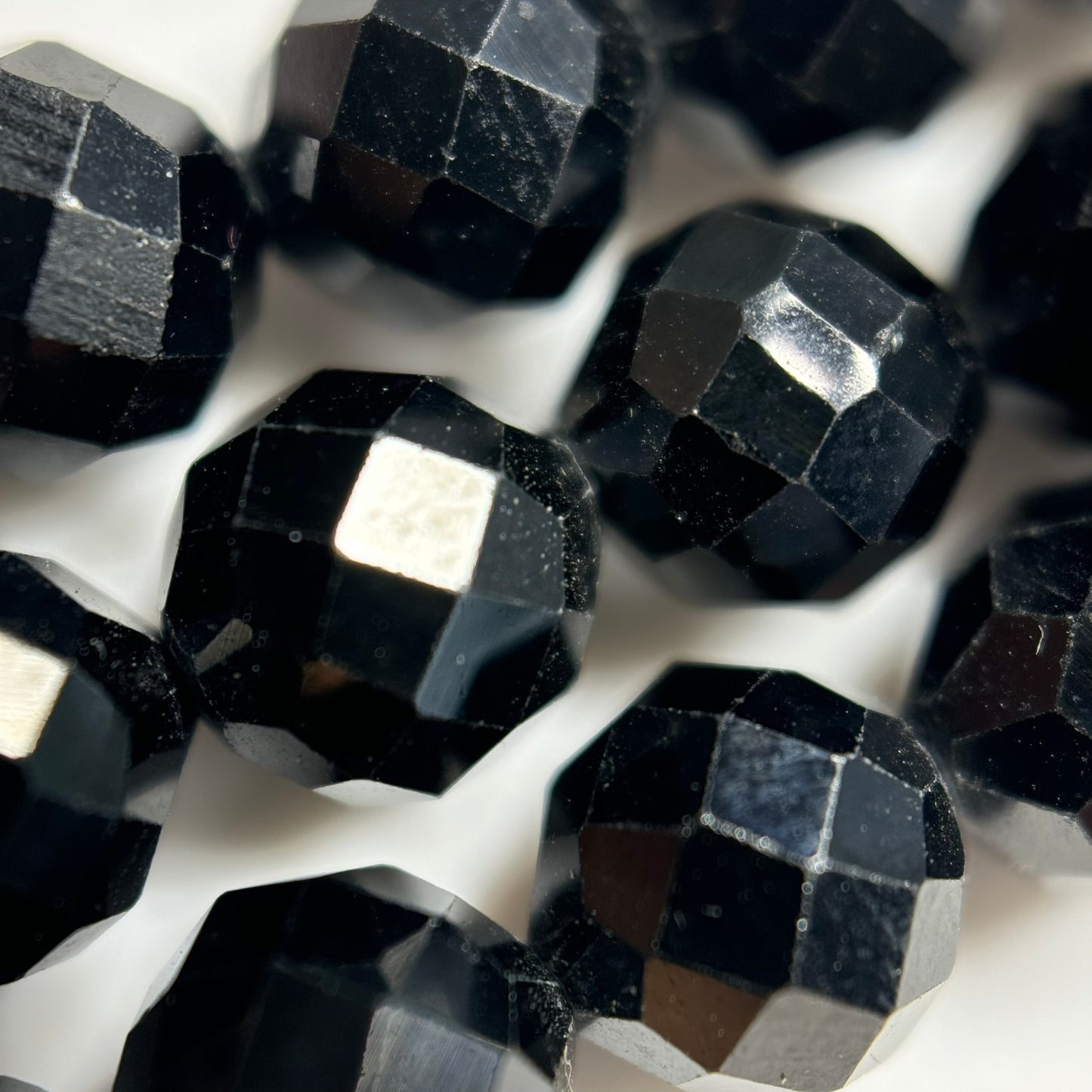 Black Spinel Faceted Round Beads
