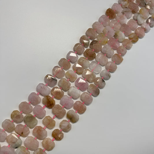 Morganite Faceted Rectangular Shaped Gemstone Beads - (A Quality)