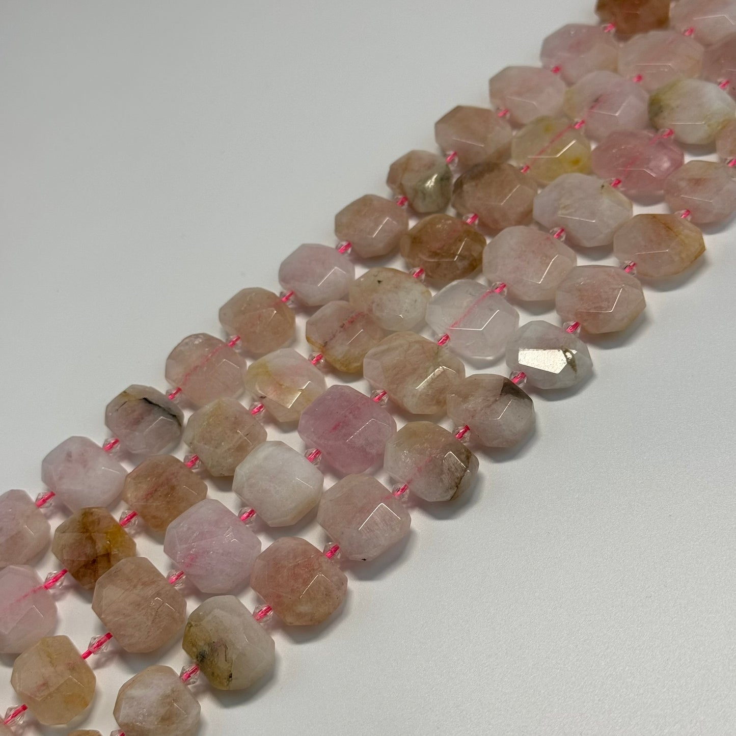 Morganite Faceted Rectangular Beads - (A Quality)