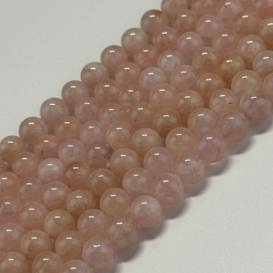 Morganite Polished Round Gemstone Beads - (AA Quality)