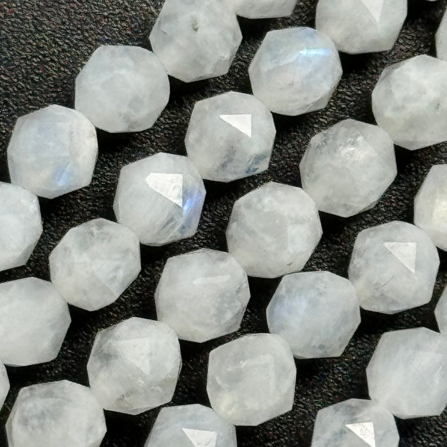 Faceted Rainbow Moonstone Beads - Round Shape Beads