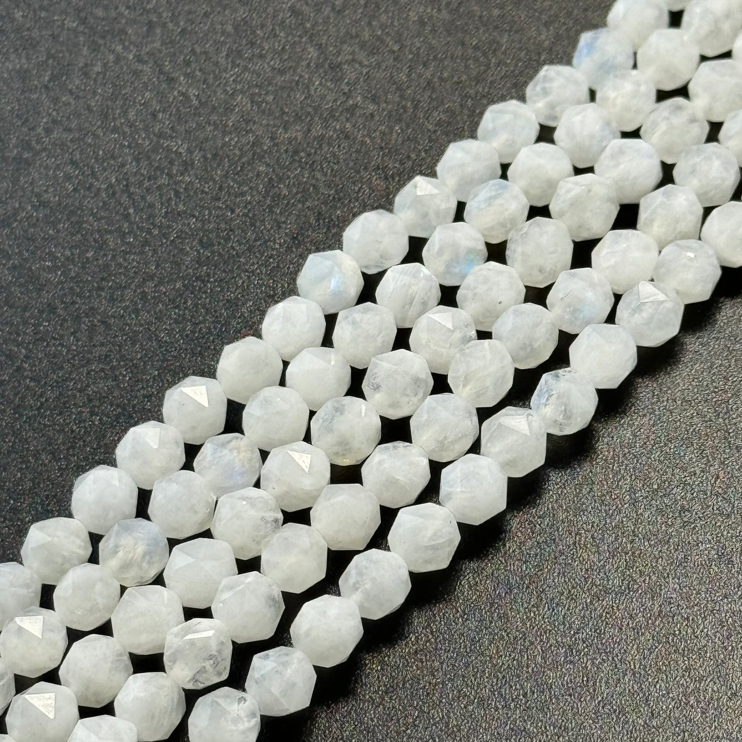 Faceted Rainbow Moonstone Beads - Round Shape Beads