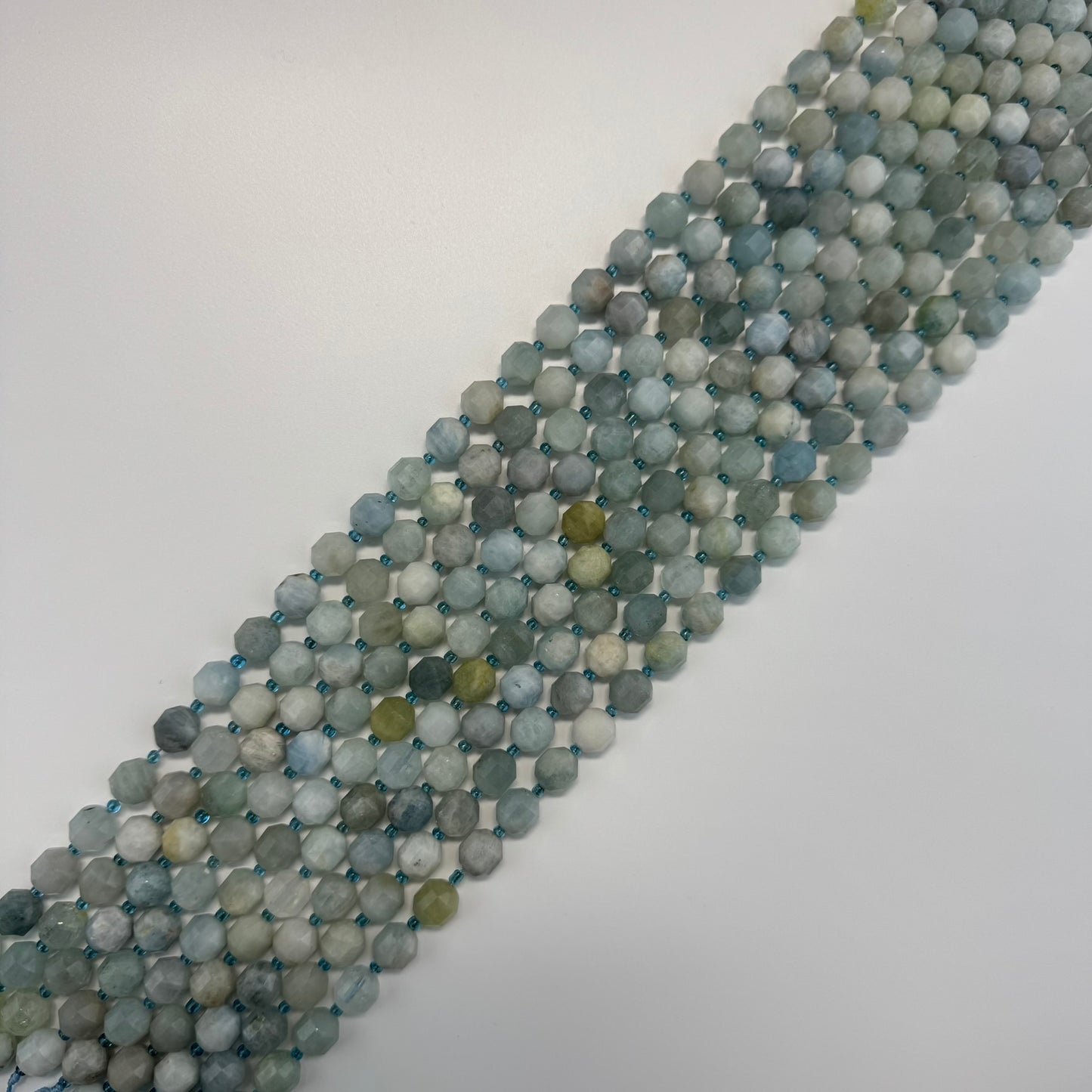 Aquamarine Dodecahedron Beads - (A Quality)