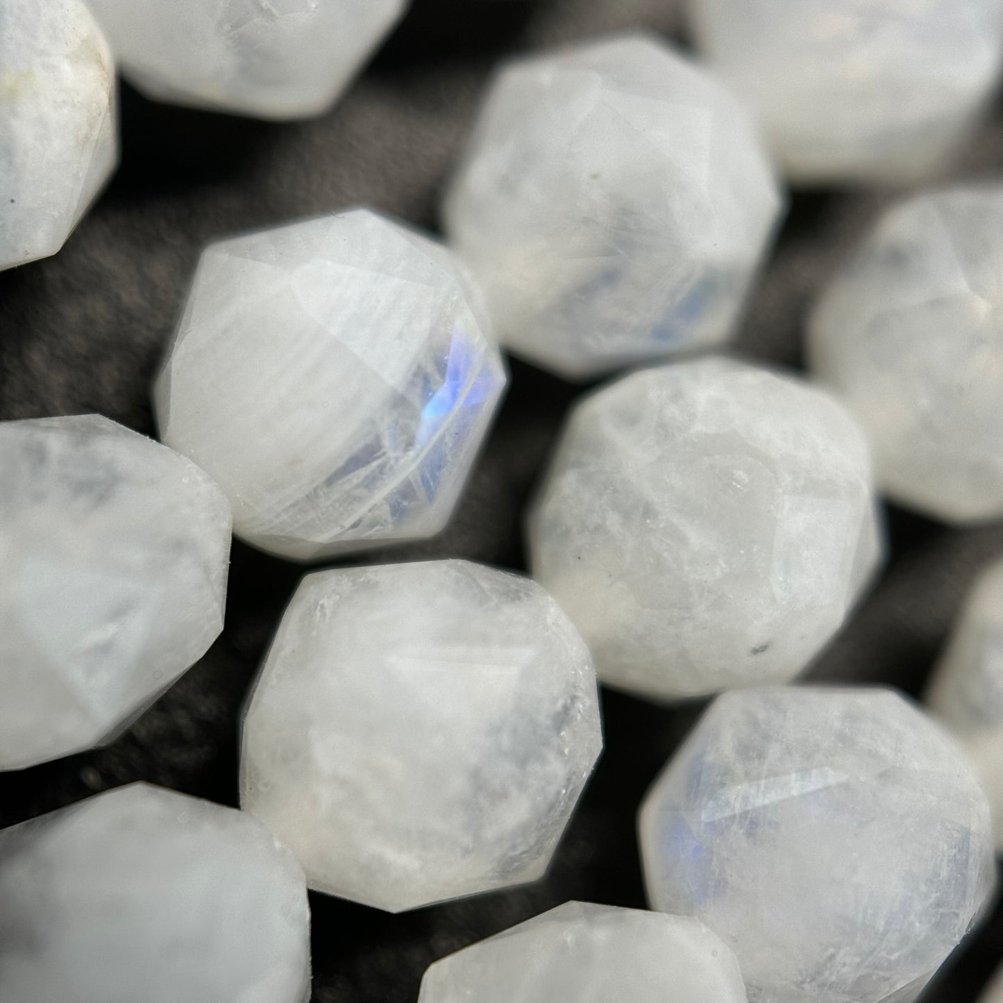 Faceted Rainbow Moonstone Beads - Round Shape Beads