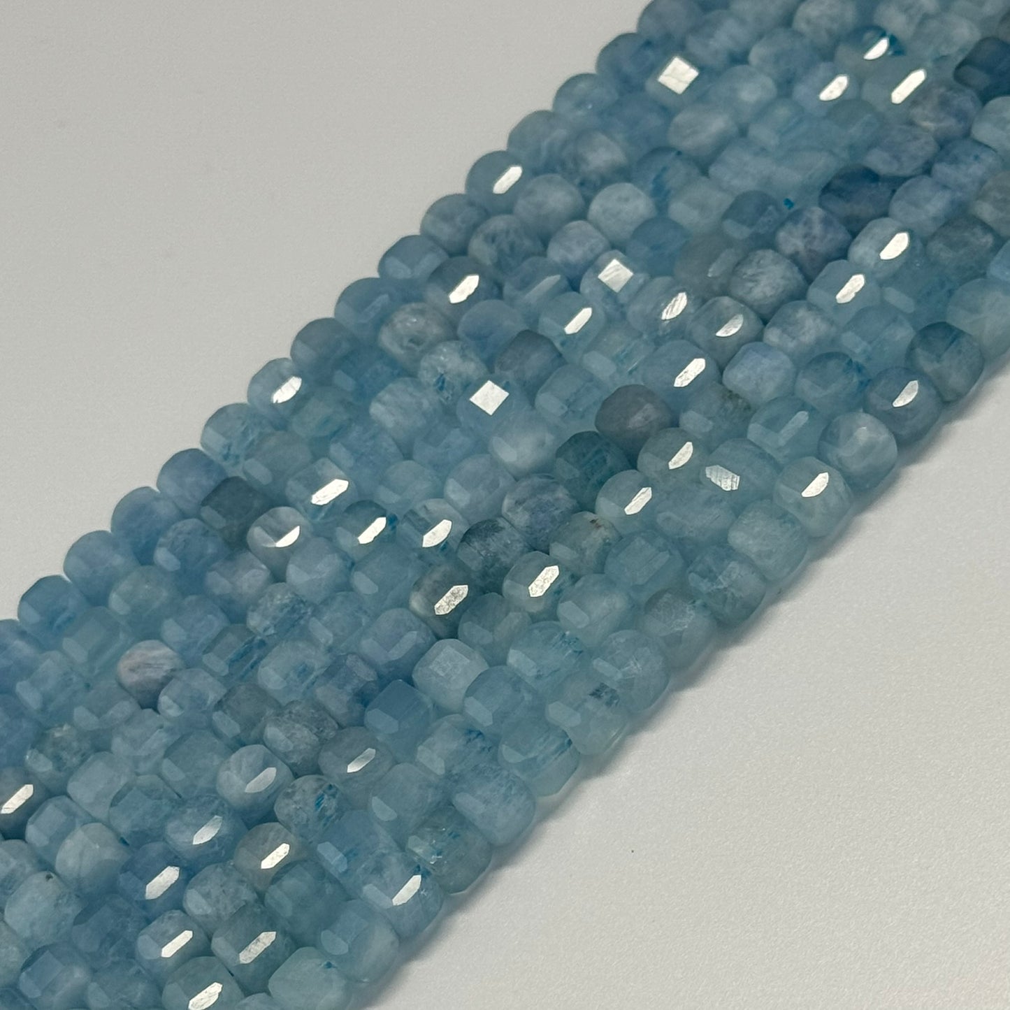 Aquamarine Square Gemstone Beads