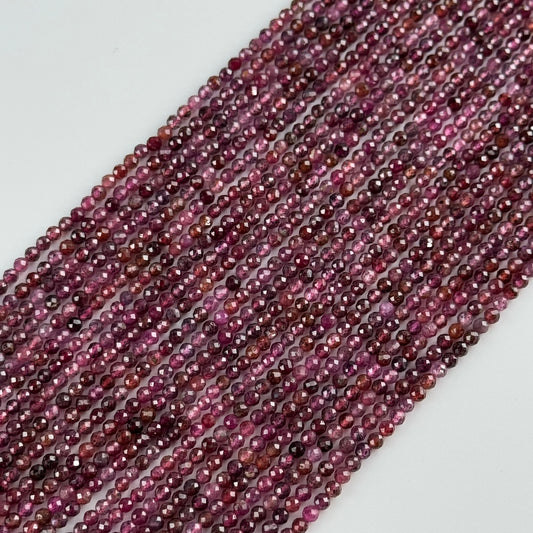 Ruby Faceted Round Stone Beads - (AA Quality)