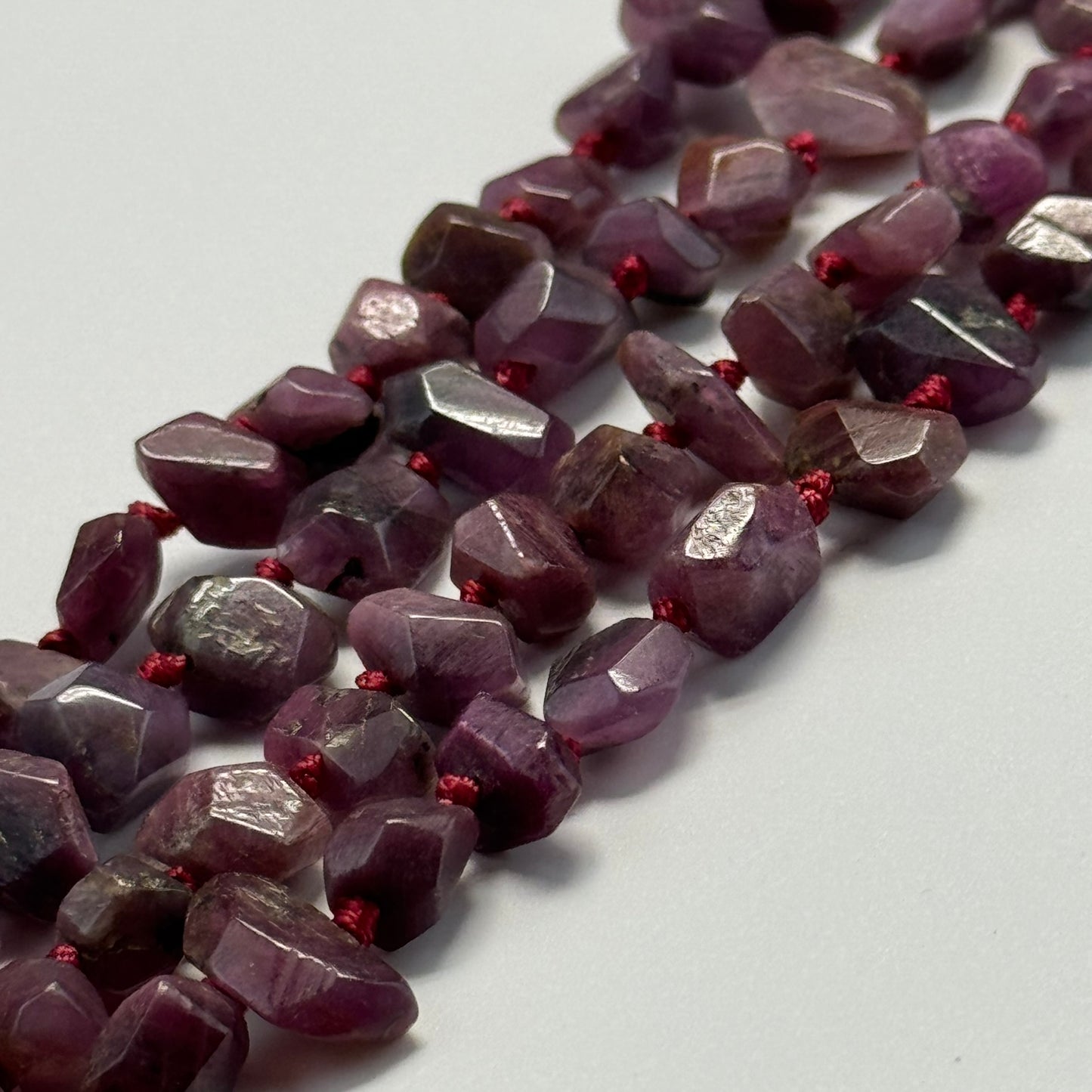 Ruby Faceted Freeform Stone Beads