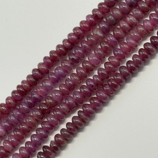 Ruby Smooth Rondelle Stone Beads - (AAA Quality)
