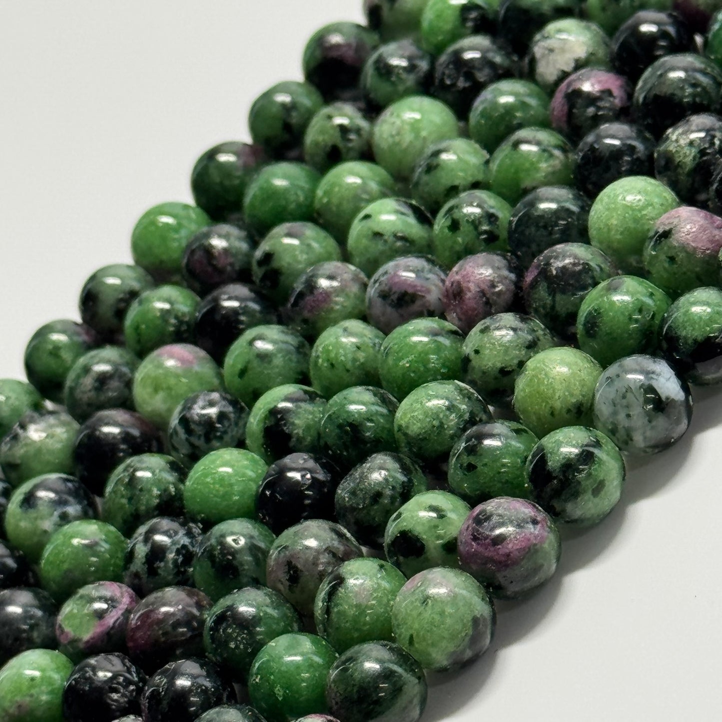 Ruby Zoisite Polished Round Beads - (A Quality)
