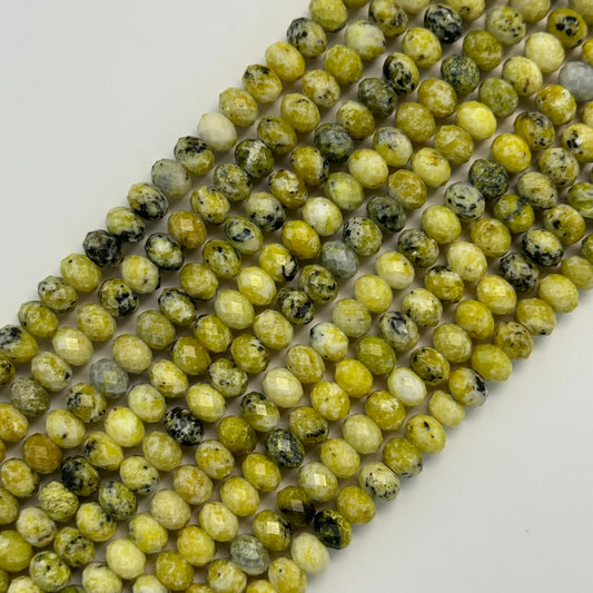 Faceted Dendritic Serpentine Rondelle Beads