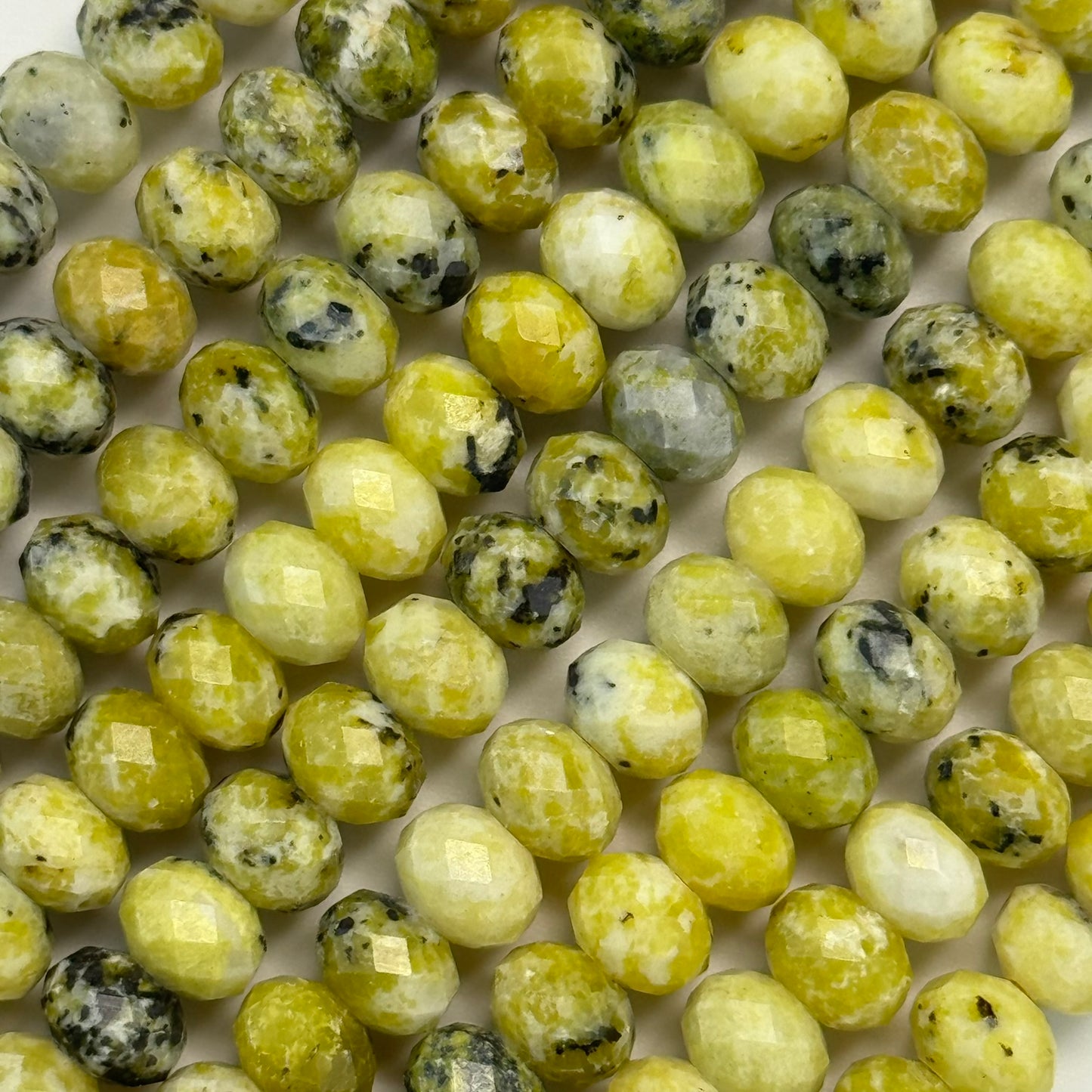 Faceted Dendritic Serpentine Rondelle Beads