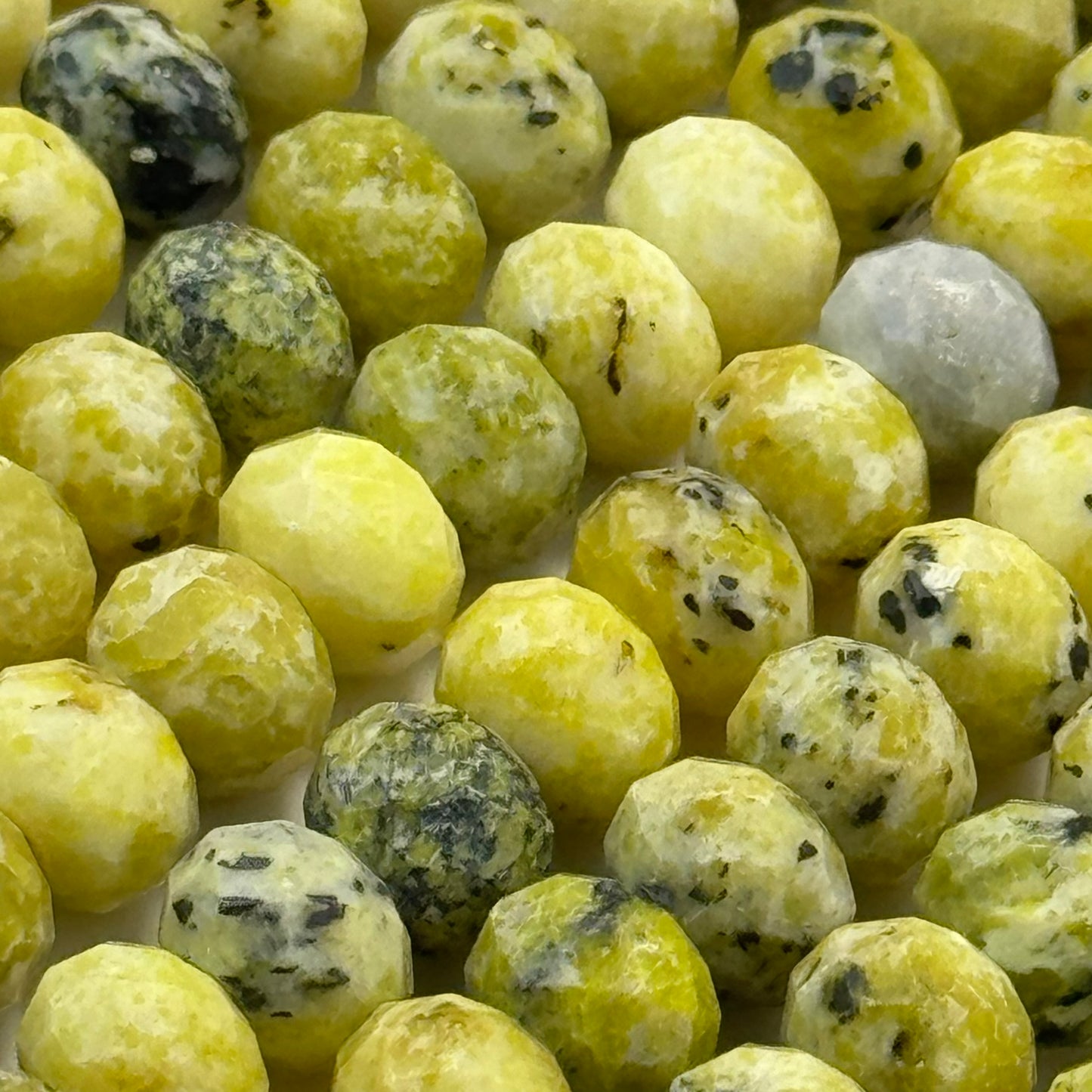 Faceted Dendritic Serpentine Rondelle Beads