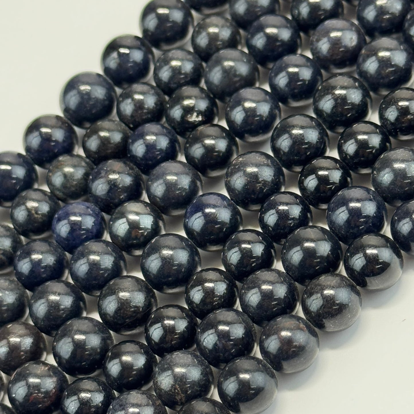 Sapphire Dark Blue Polished Round Precious Stone Beads - (AAA Quality)