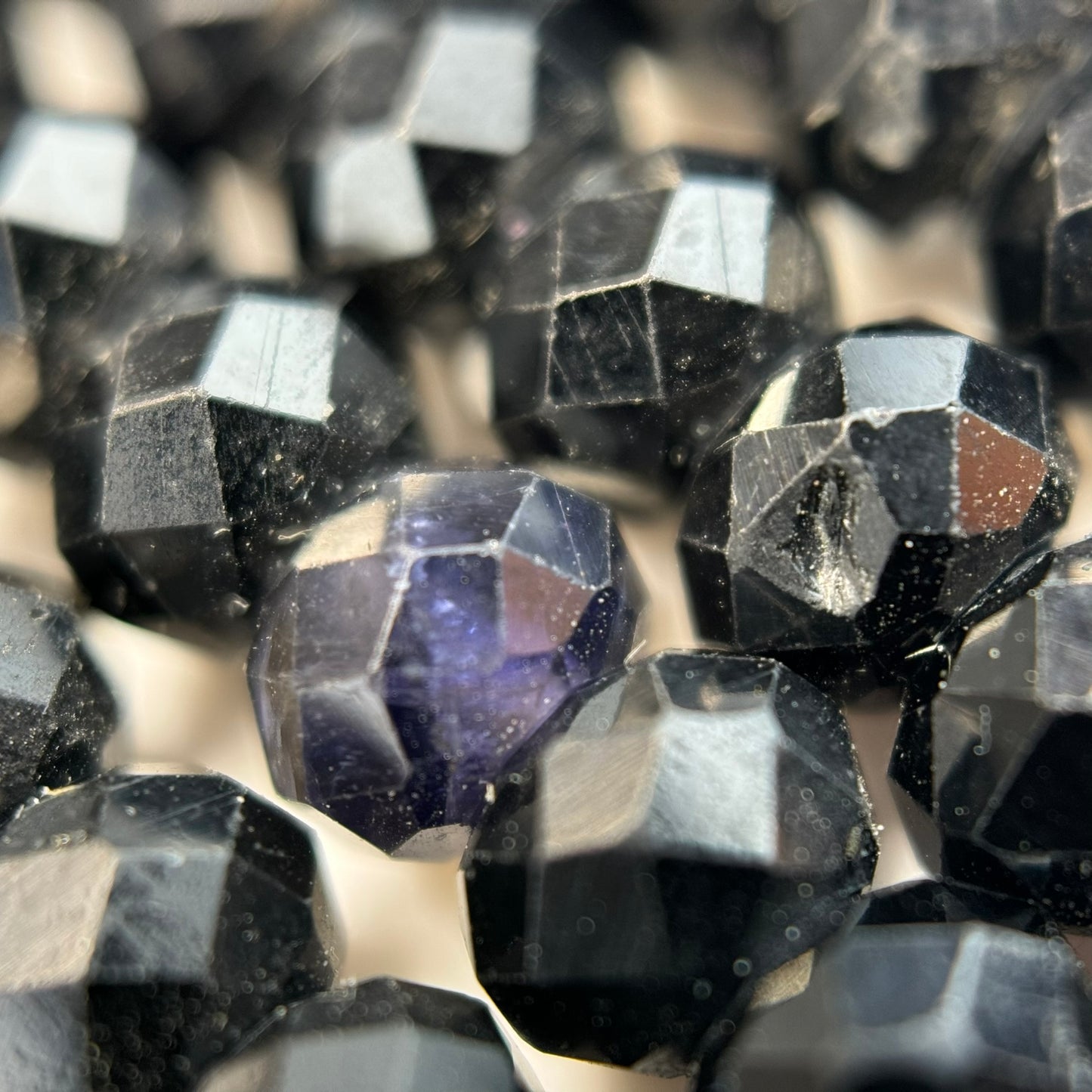 Faceted Black Tourmaline Beads - Rondelle Shape Beads