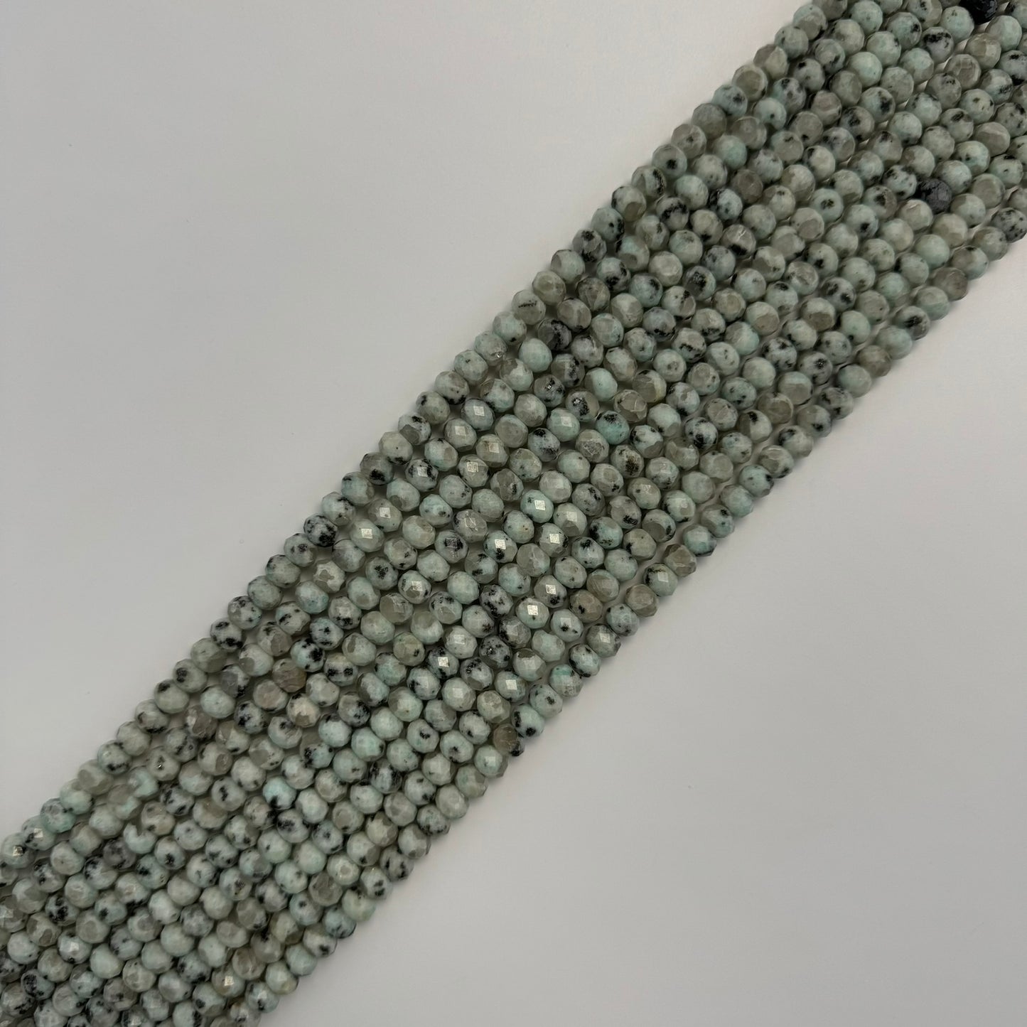 Faceted Kiwi Rondelle Beads