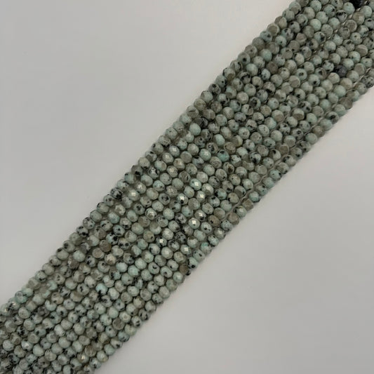 Faceted Kiwi Rondelle Beads