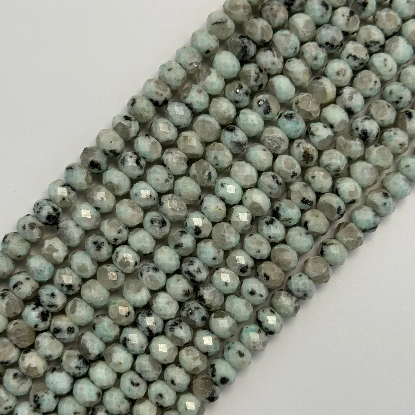Faceted Kiwi Rondelle Beads