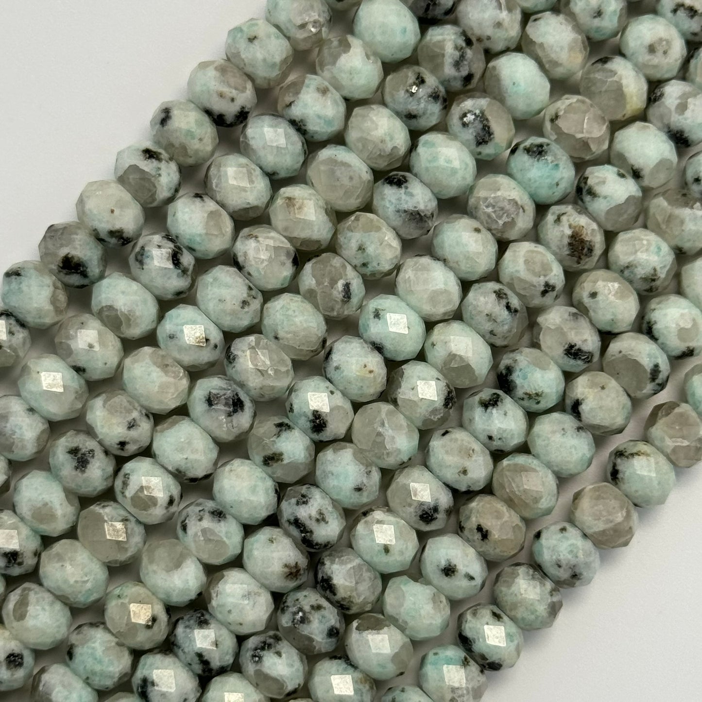 Faceted Kiwi Rondelle Beads
