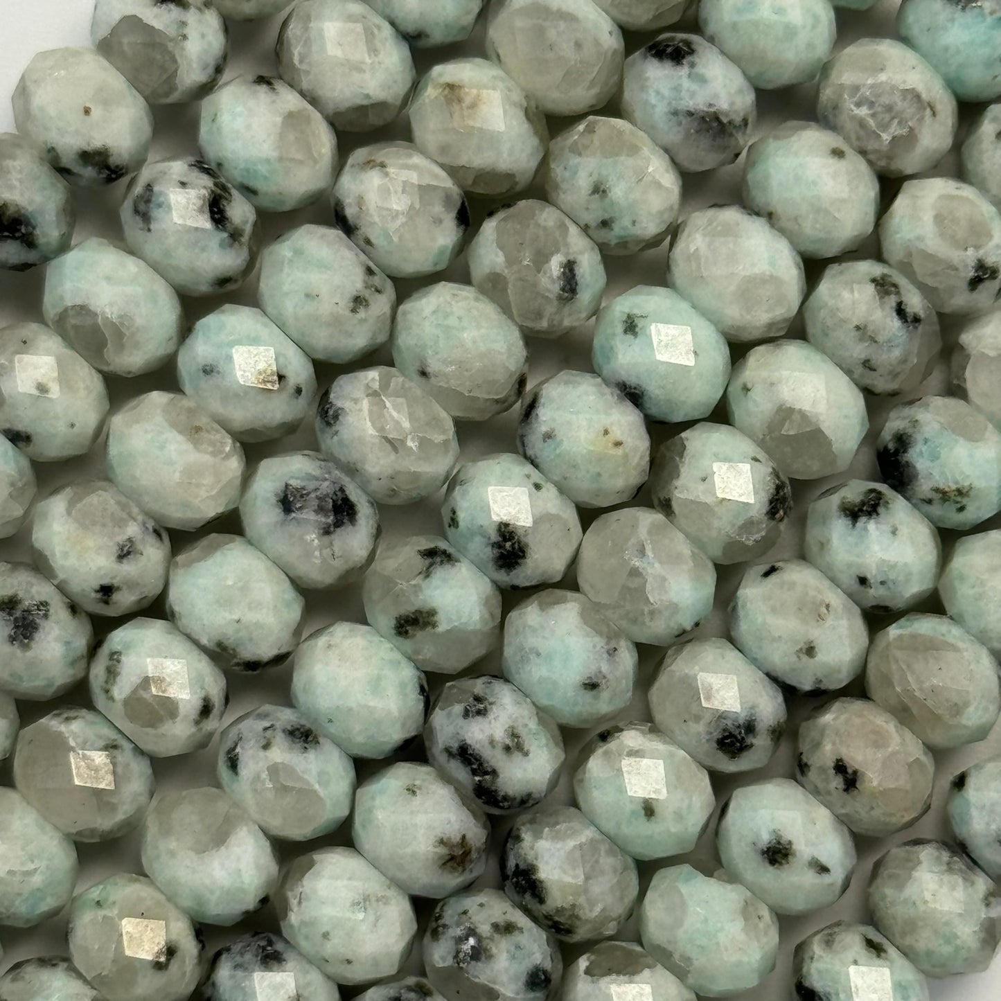 Faceted Kiwi Rondelle Beads