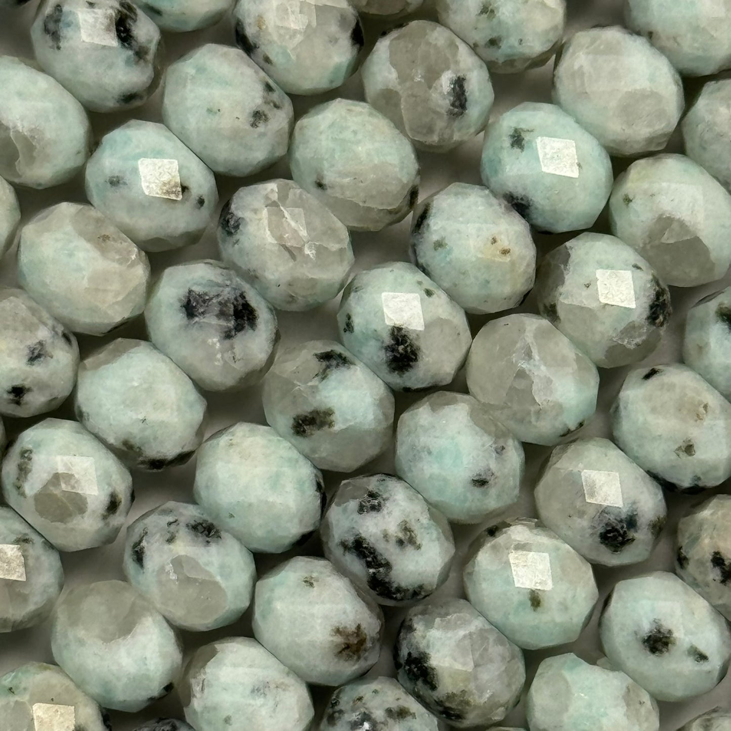 Faceted Kiwi Rondelle Beads