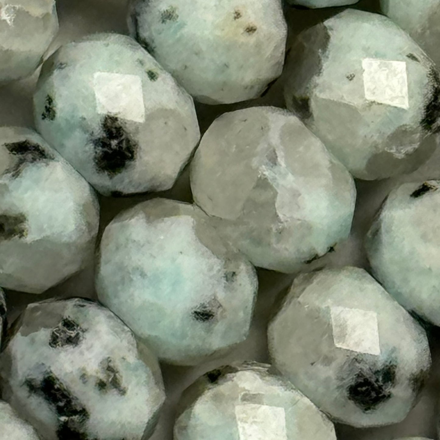 Faceted Kiwi Rondelle Beads