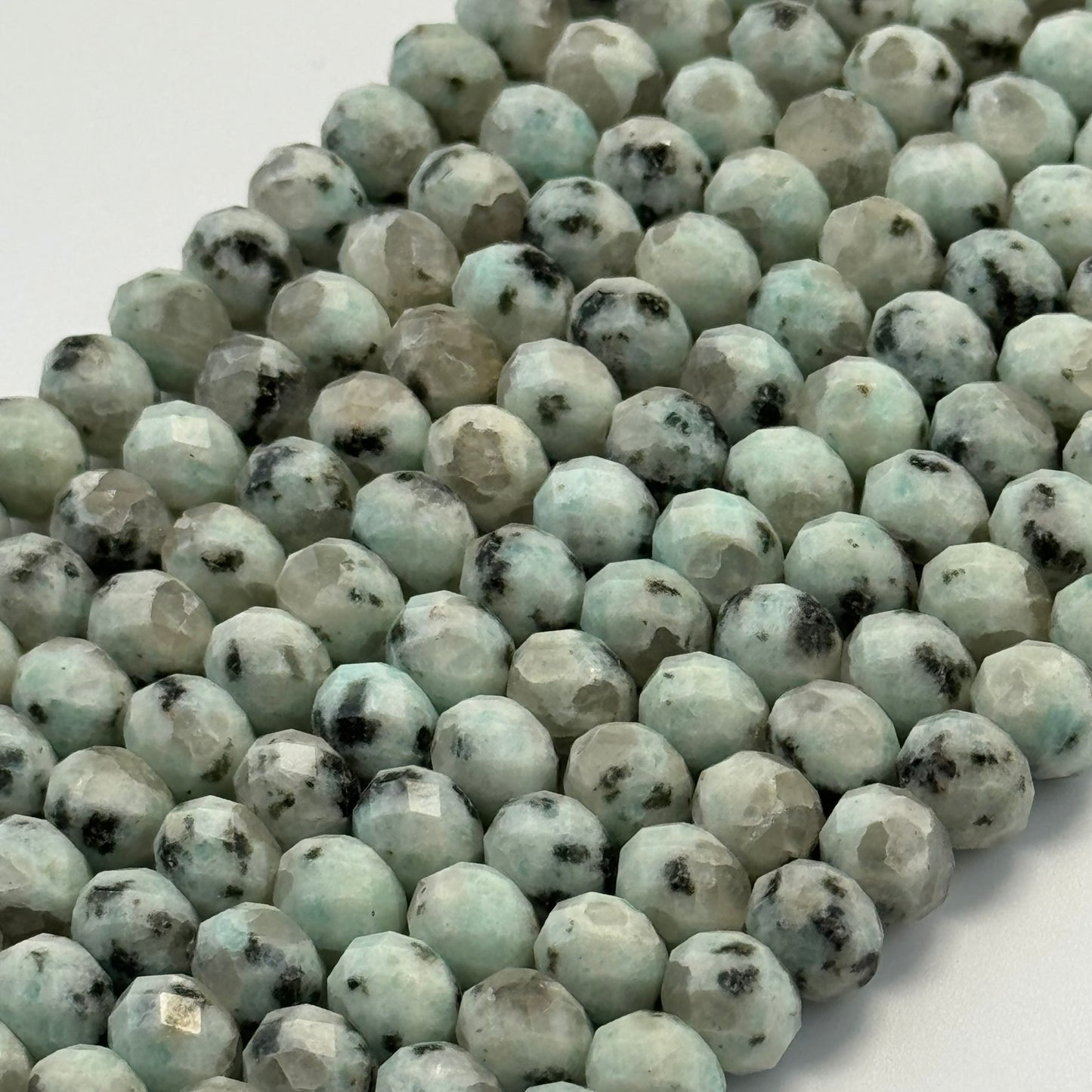 Faceted Kiwi Rondelle Beads