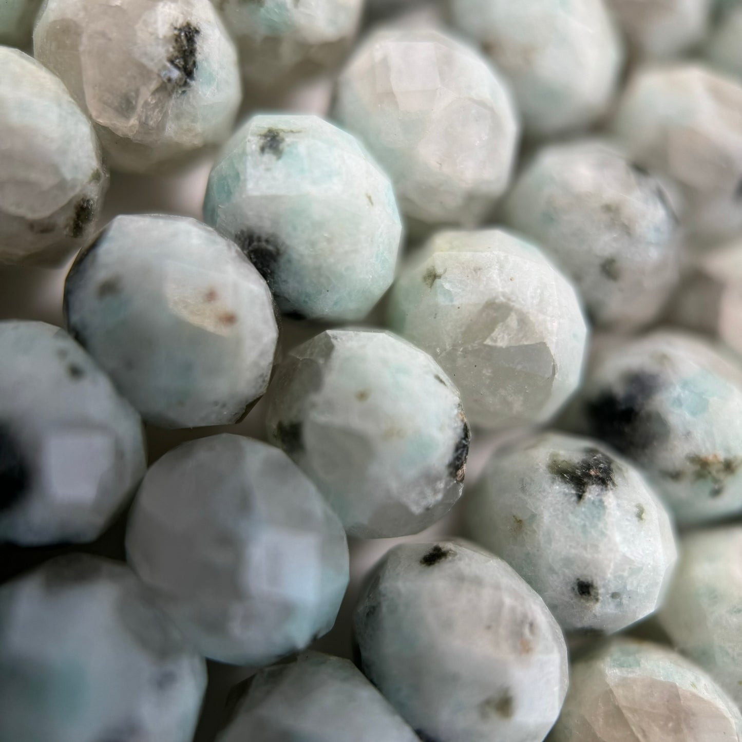 Faceted Kiwi Rondelle Beads