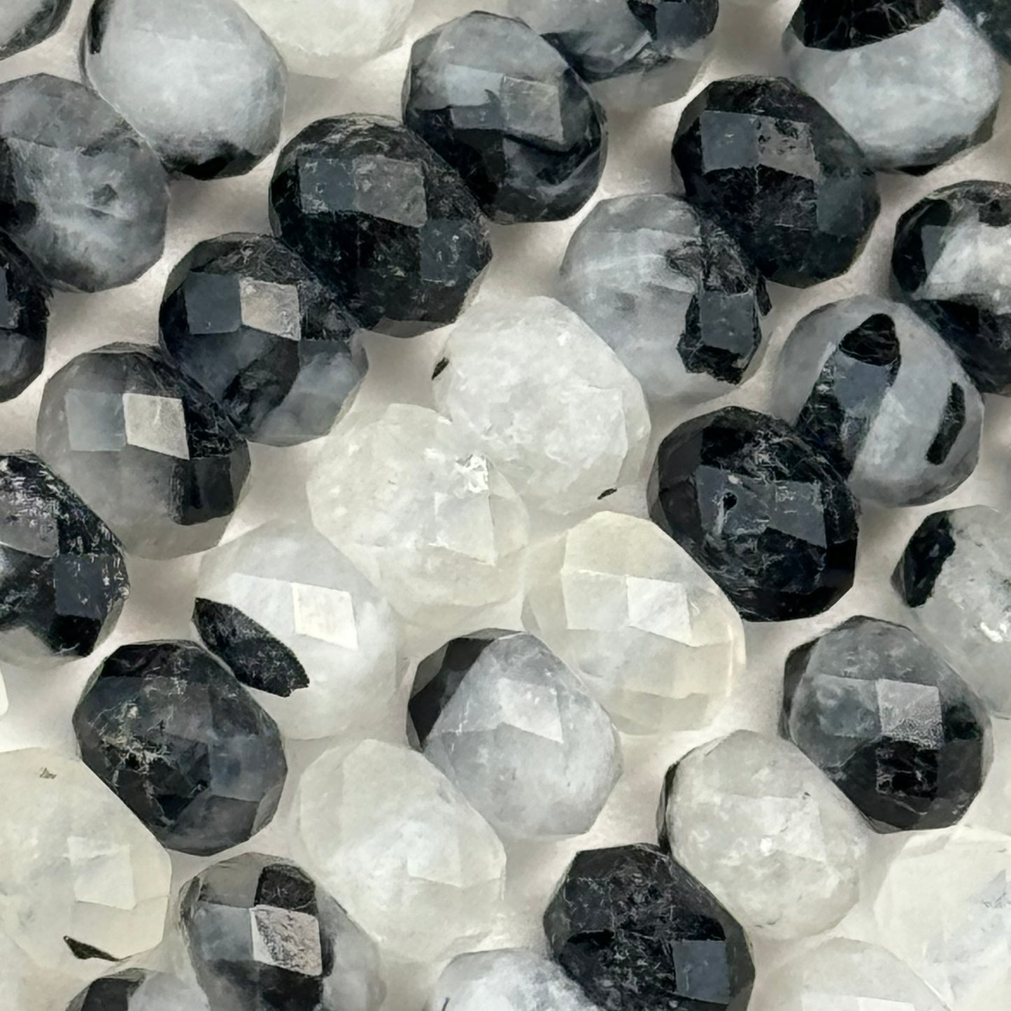 Tourmalinated Quartz Faceted Rondelle Beads