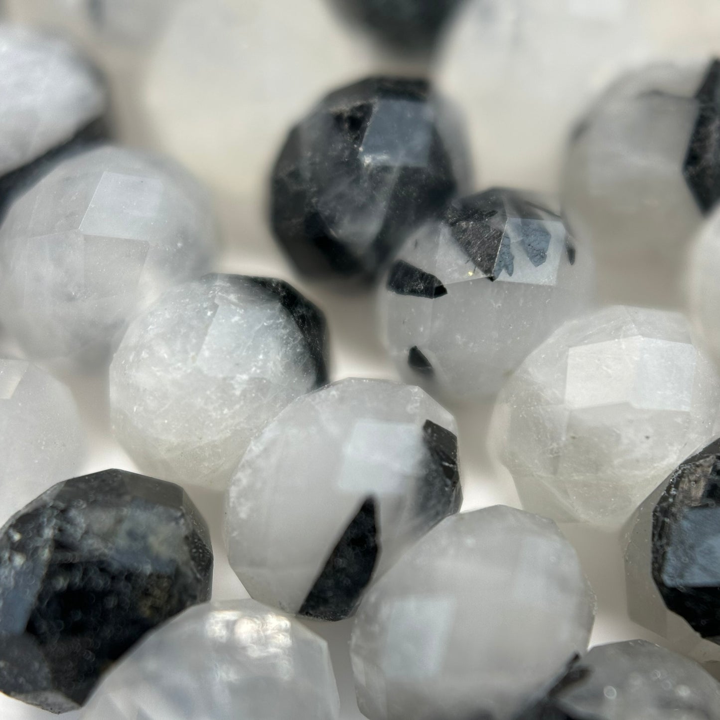 Tourmalinated Quartz Faceted Rondelle Beads