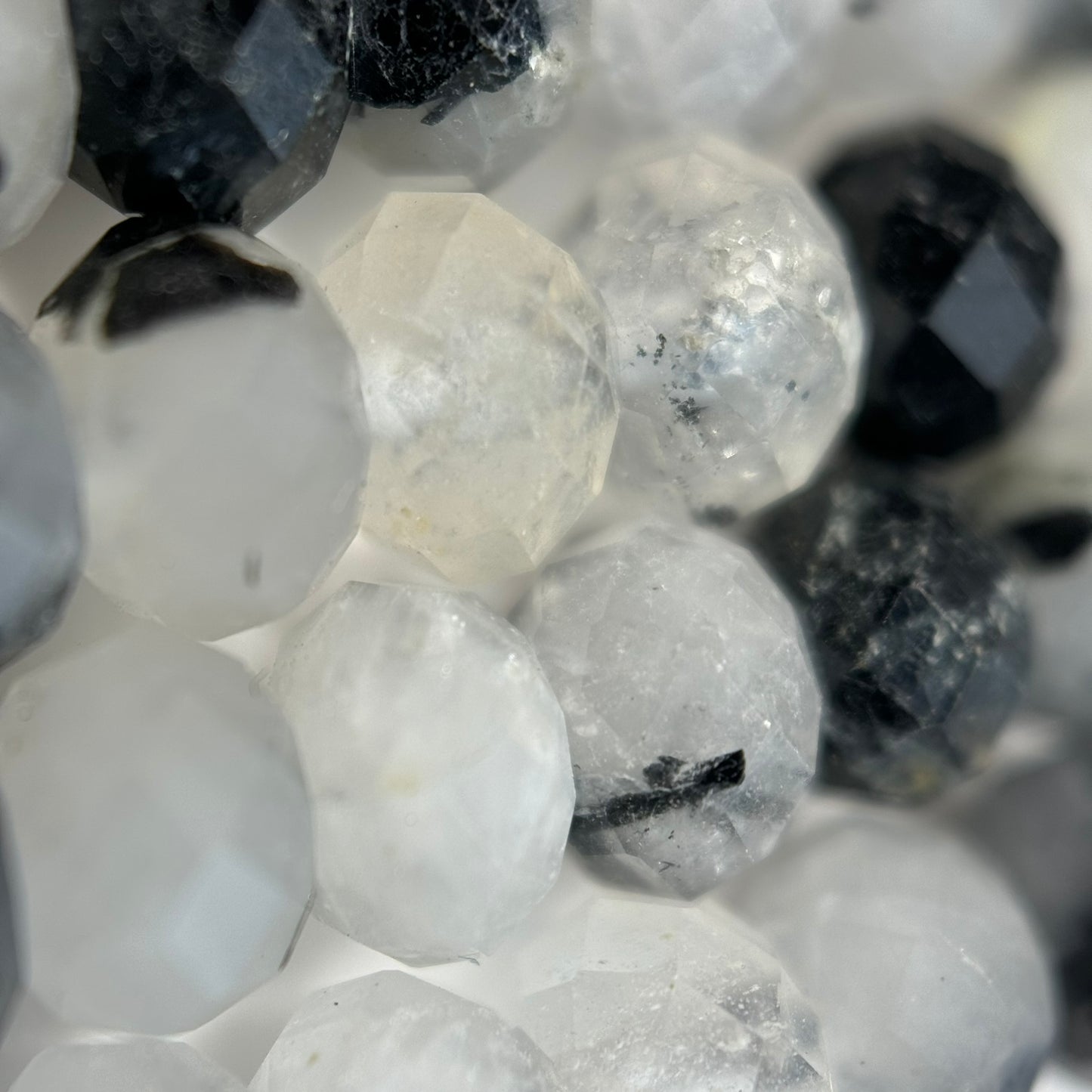 Tourmalinated Quartz Faceted Rondelle Beads