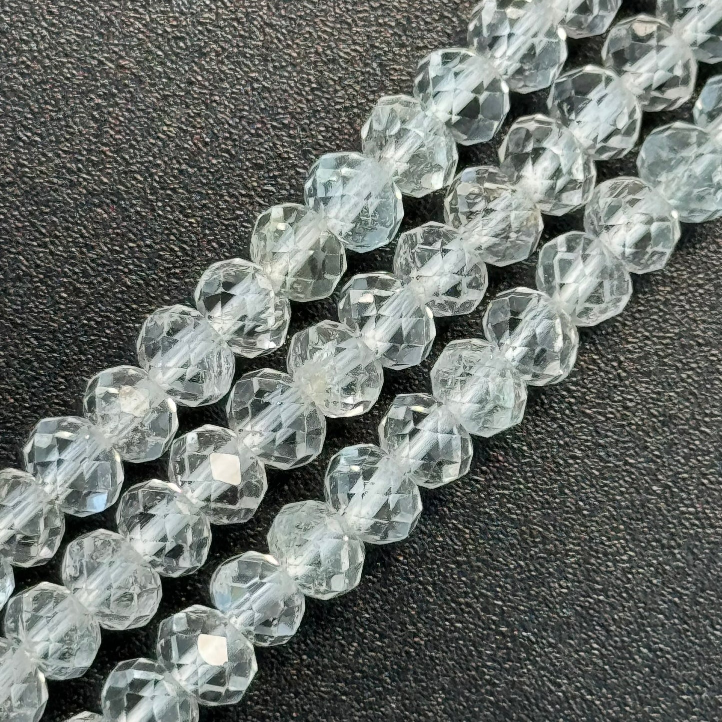 Colorless Topaz Faceted Rondelle Beads