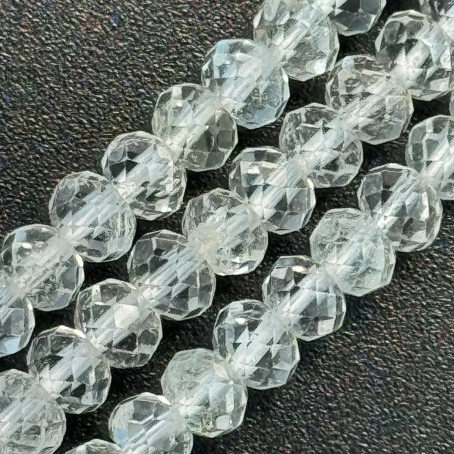Colorless Topaz Faceted Rondelle Beads