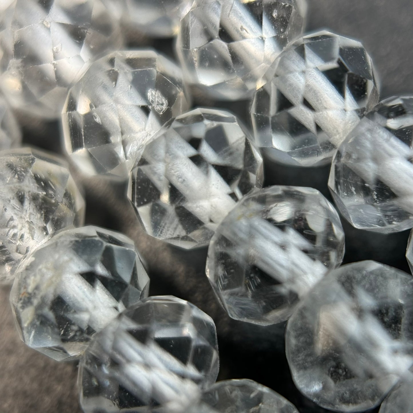 Colorless Topaz Faceted Rondelle Beads