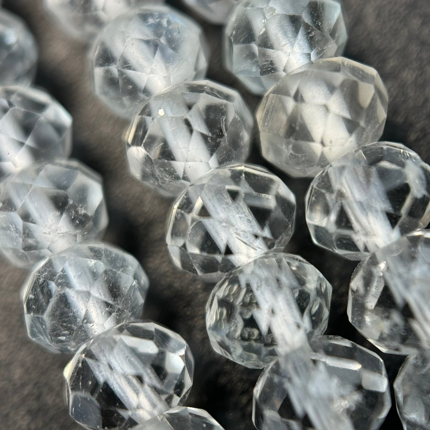 Colorless Topaz Faceted Rondelle Beads