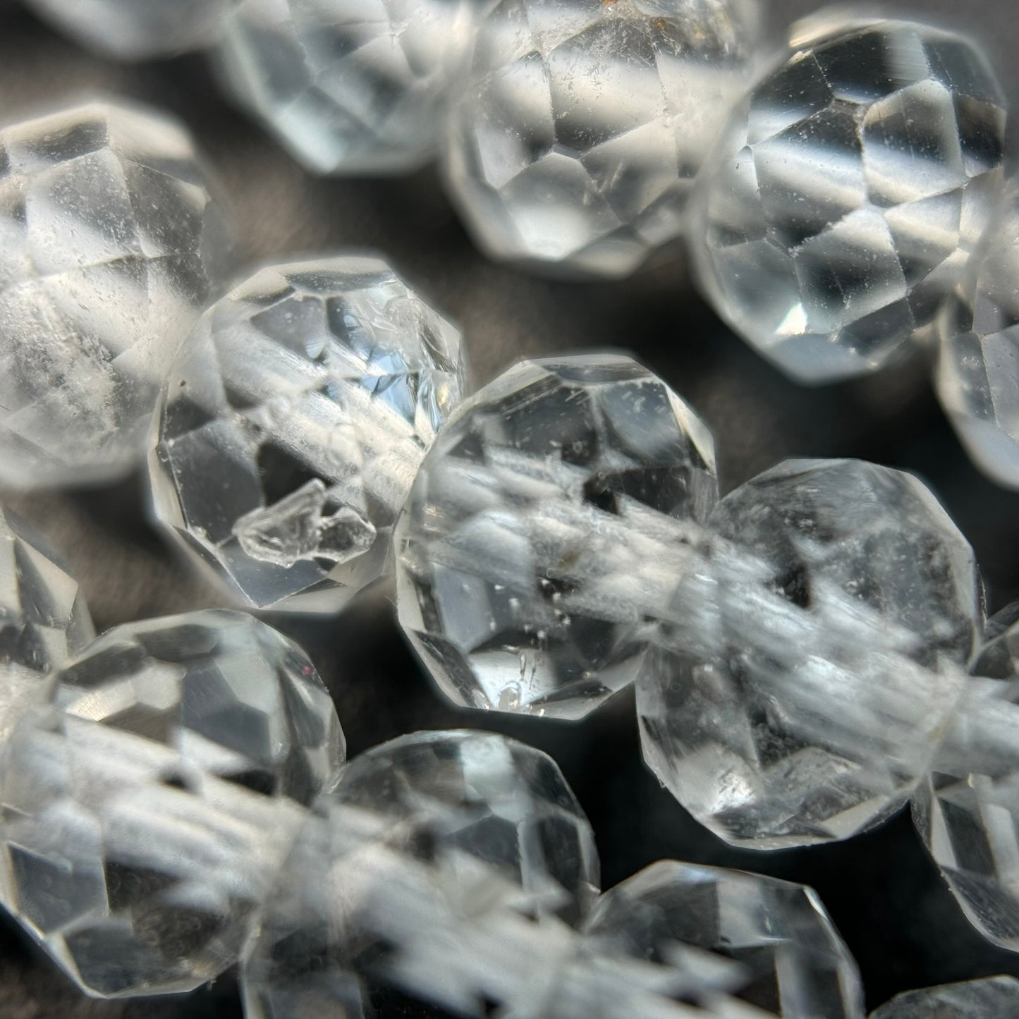 Colorless Topaz Faceted Rondelle Beads