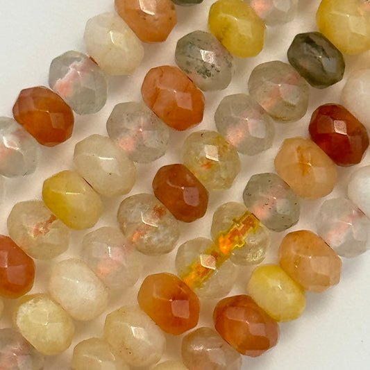 Mix Rutilated Quartz Faceted Rondelle Beads