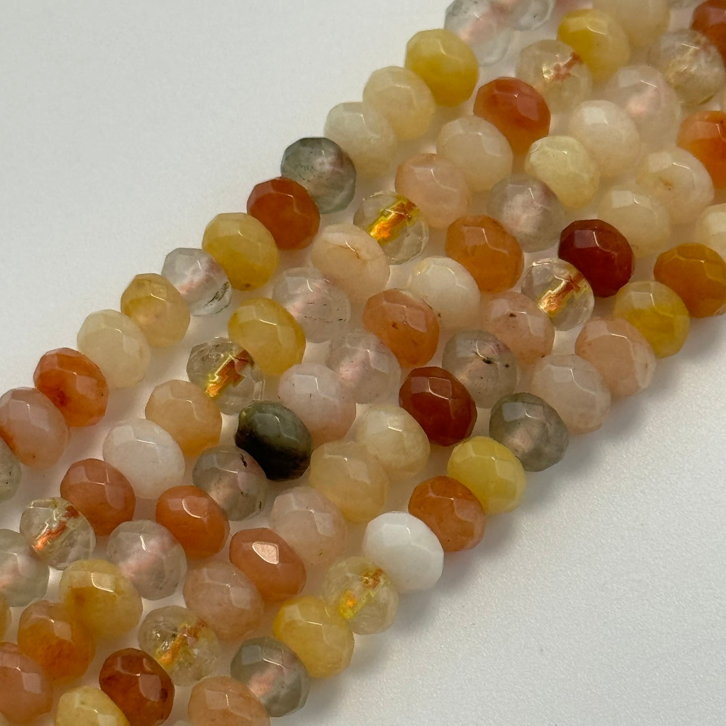 Mix Rutilated Quartz Faceted Rondelle Beads