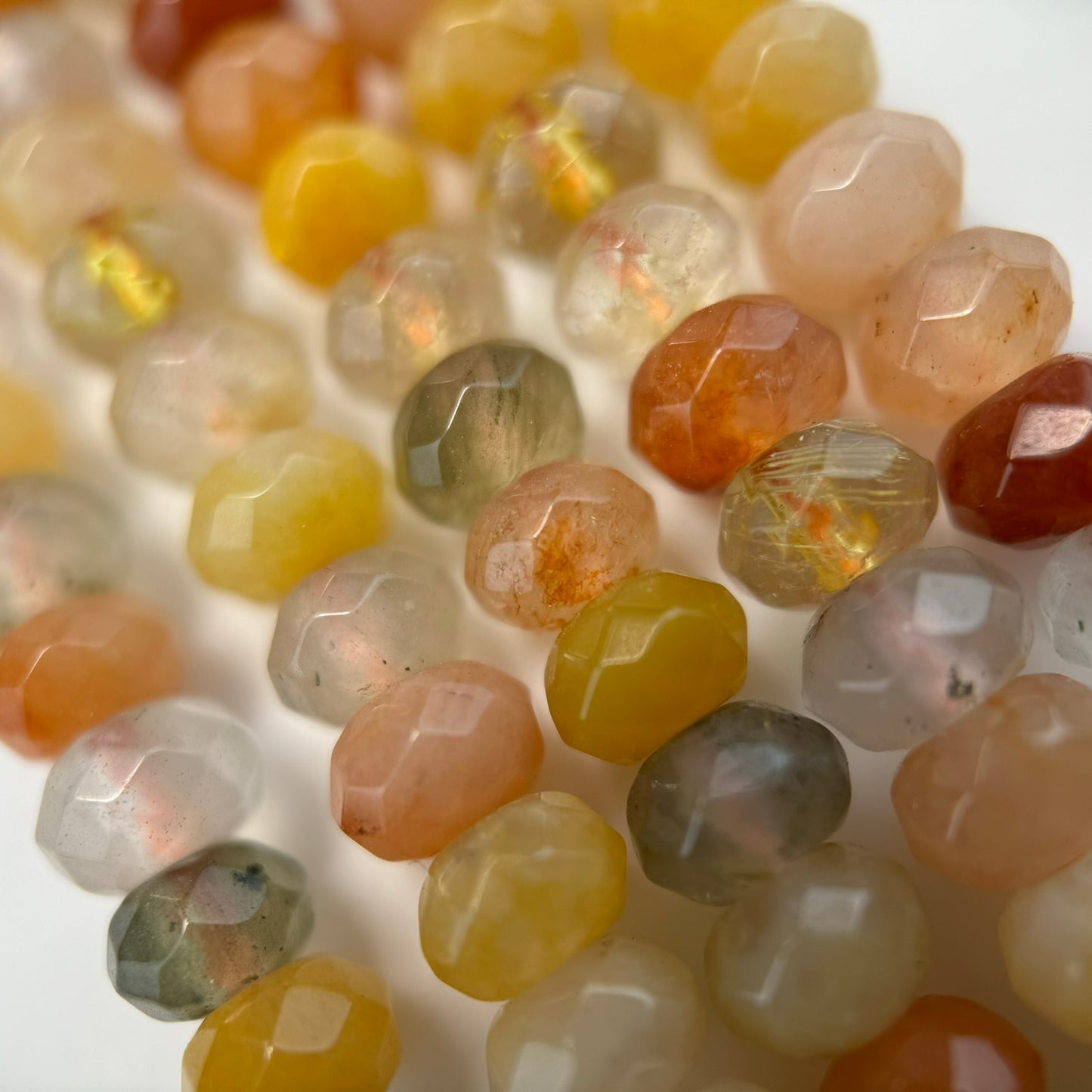 Mix Rutilated Quartz Faceted Rondelle Beads