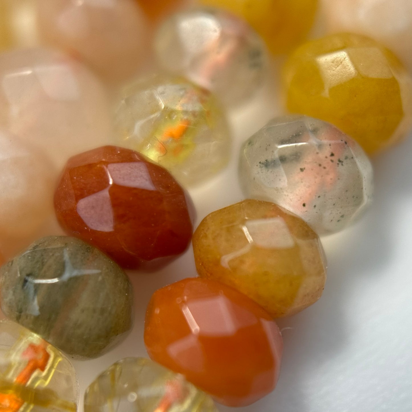 Mix Rutilated Quartz Faceted Rondelle Beads