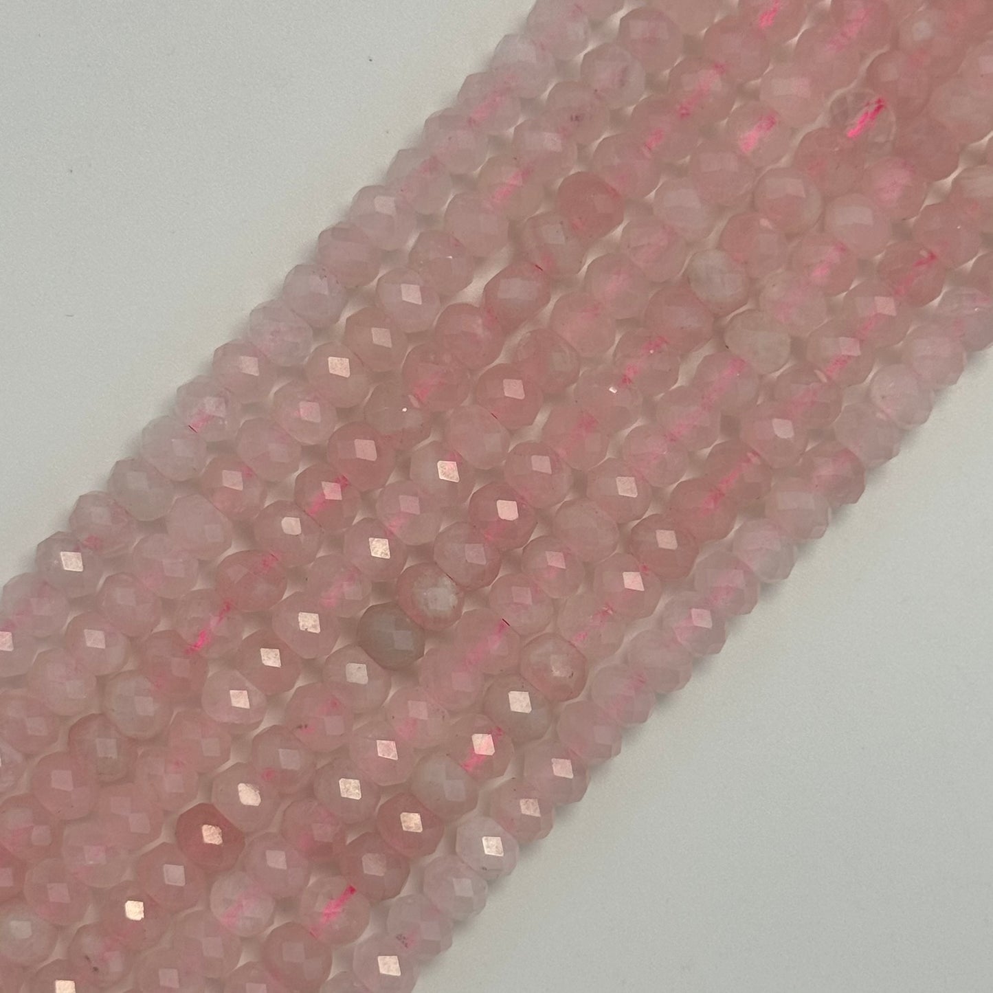 Rose Quartz Faceted Rondelle Beads