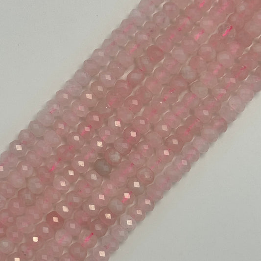 Rose Quartz Faceted Rondelle Beads
