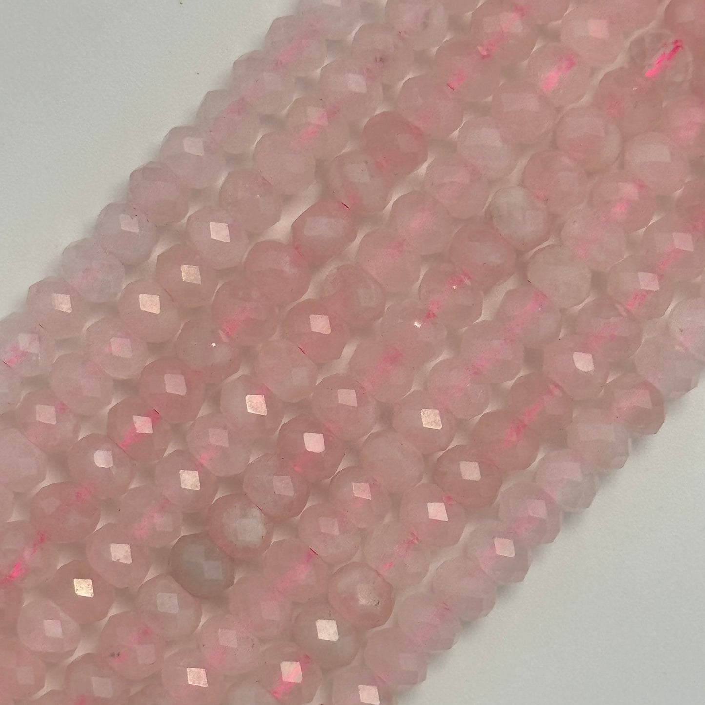 Rose Quartz Faceted Rondelle Beads