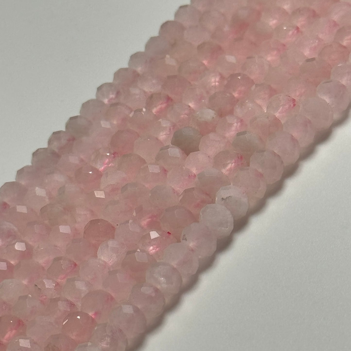 Rose Quartz Faceted Rondelle Beads