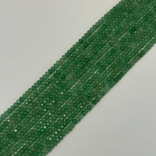Green Aventurine Quartz Faceted Rondelle Beads